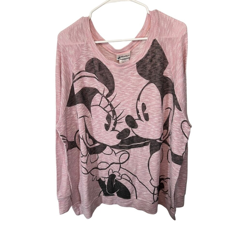 Disney Parks Pink Minnie & Mickey Long Sleeve Lightweight Sweater 3X 72% Rayon 2